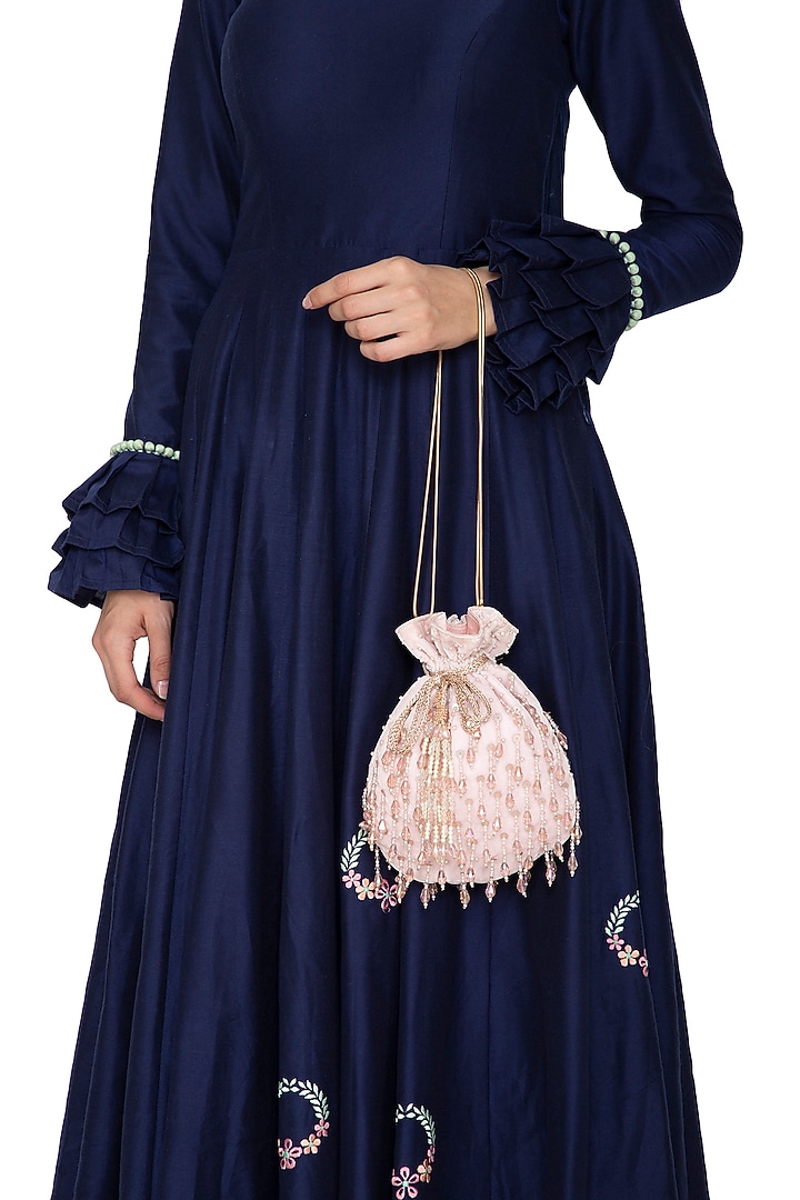 Blush Pink Embroidered Potli Bag by Inayat at Pernia's Pop Up Shop