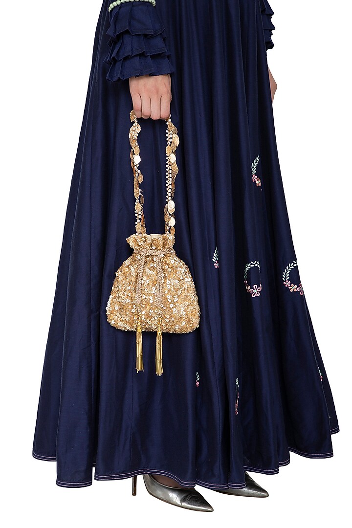 Gold Embroidered Potli Bag by Inayat at Pernia's Pop Up Shop