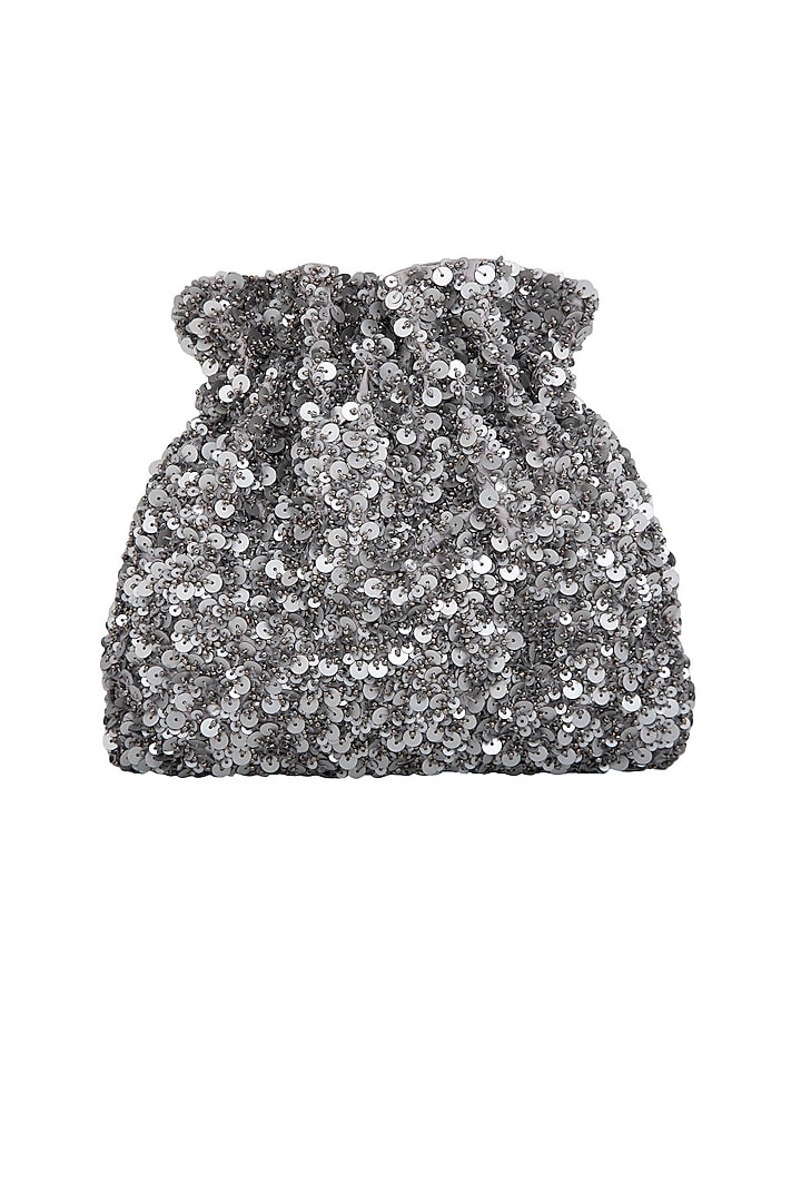 Charcoal Grey Embroidered Potli Bag by Inayat at Pernia's Pop Up Shop