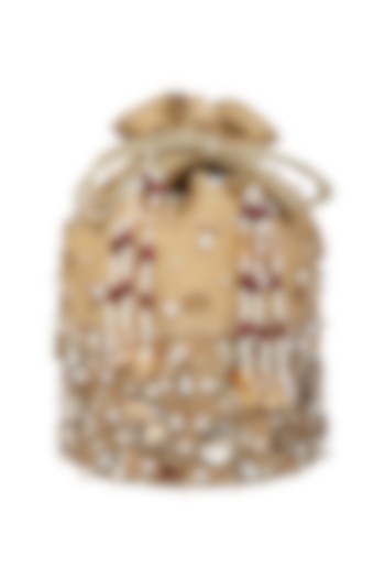 Gold Embroidered Silk Potli Bag by Inayat