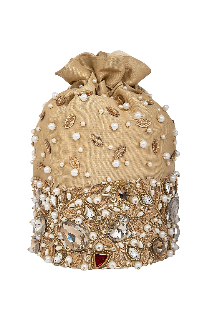 Gold Embroidered Silk Potli Bag by Inayat at Pernia's Pop Up Shop