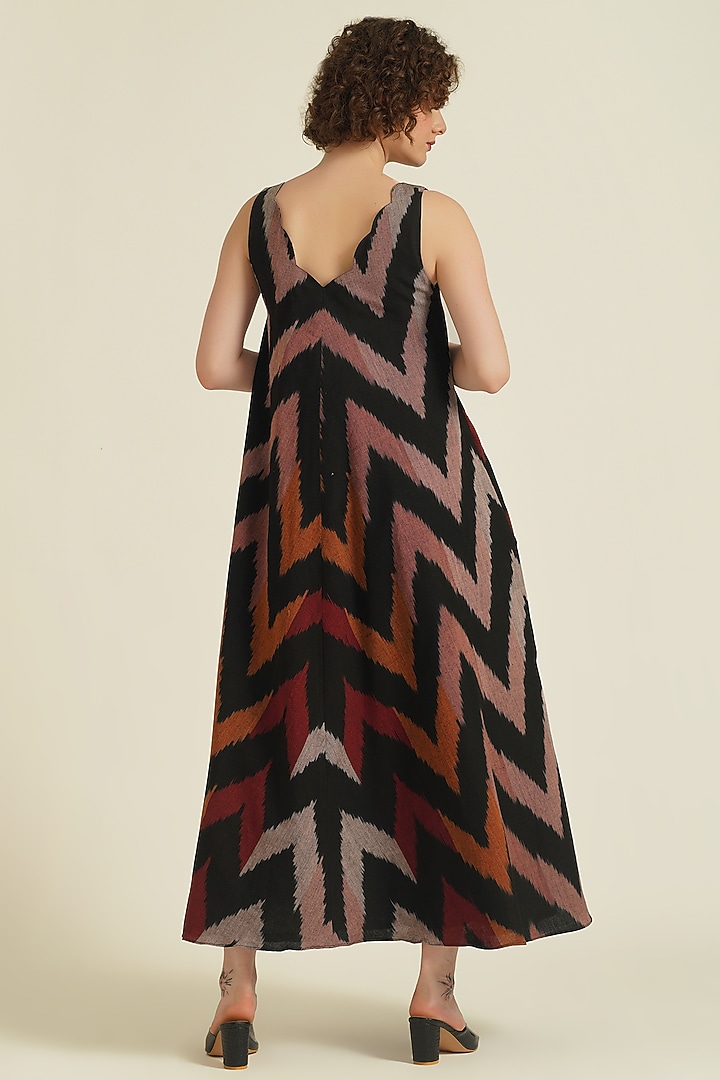 Multi-Colored Handwoven Ikat Cotton Maxi Summer Dress by Indigo Dreams at Pernia's Pop Up Shop