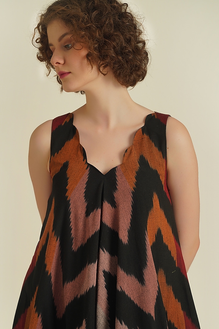 Multi-Colored Handwoven Ikat Cotton Maxi Summer Dress by Indigo Dreams at Pernia's Pop Up Shop