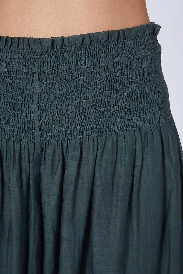 Olive Green Embroidered Pants by Integument at Pernia's Pop Up Shop