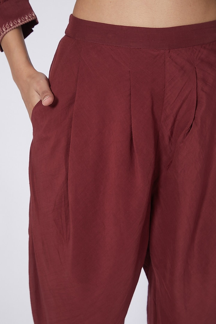 Red Flared Balloon Pants by Integument at Pernia's Pop Up Shop