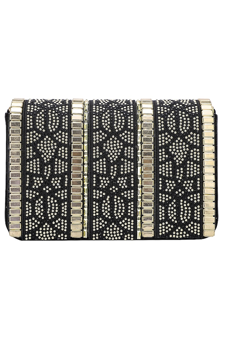 Black and gold geometric flapover clutch available only at Pernia's Pop Up Shop.