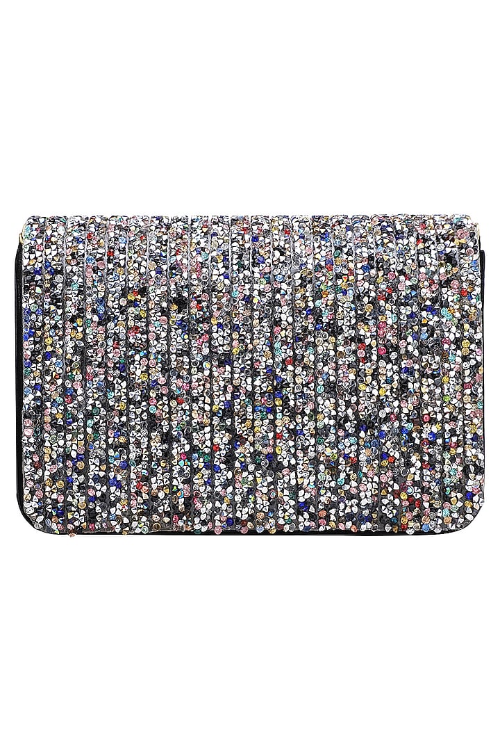 Multi-coloured sequins embellished flapover clutch available only at Pernia's Pop Up Shop.