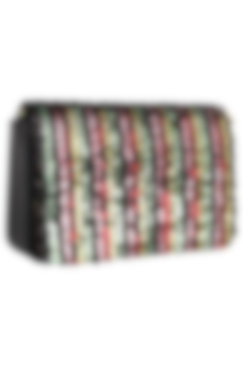 Multi-Coloured Sequins Flapover Clutch by Inayat