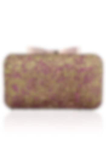 Pink and Gold Glitter Stones Box Clutch by Inayat