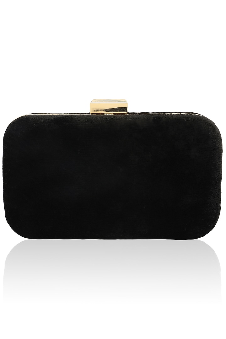 Black floral design velvet box clutch available only at Pernia's Pop Up Shop.