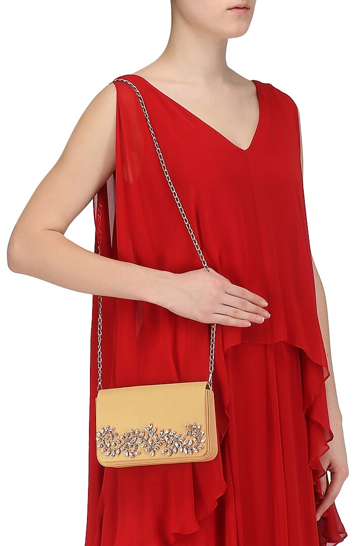 Peach floral design magnetic flap over clutch available only at Pernia's Pop Up Shop.