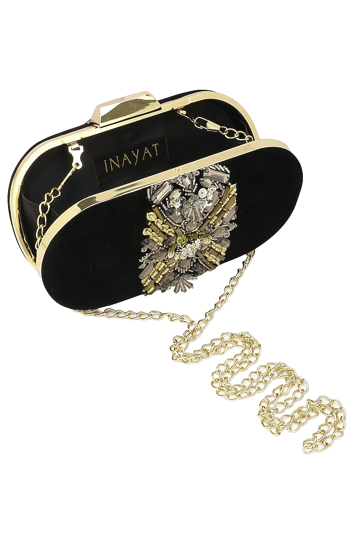 Black sequin and bead velvet box clutch available only at Pernia's Pop Up Shop.