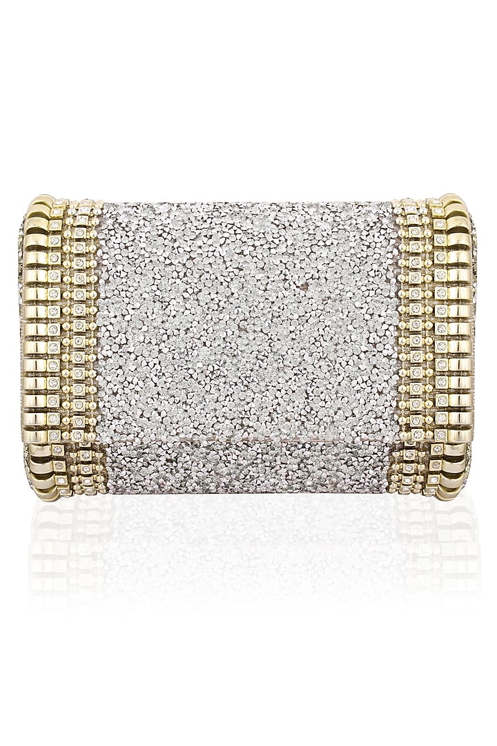 Gold and Silver Shimmer Flapover Clutch by Inayat