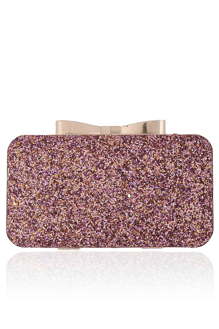 Inayat presents Pink and gold sequinned box clutch available only at Pernia's Pop Up Shop.