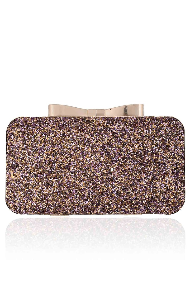 Pink And Gold Sequinned Box Clutch by Inayat