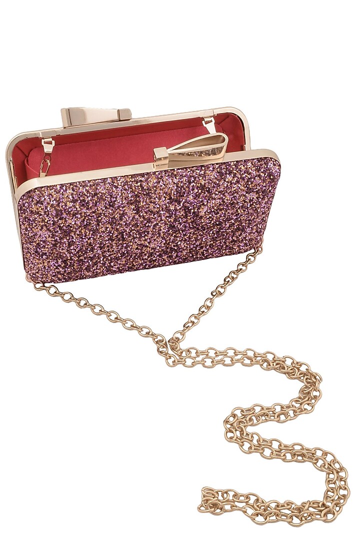 Inayat presents Pink and gold sequinned box clutch available only at Pernia's Pop Up Shop.