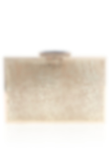 Beige And Gold Leather Patch Work Box Clutch by Inayat