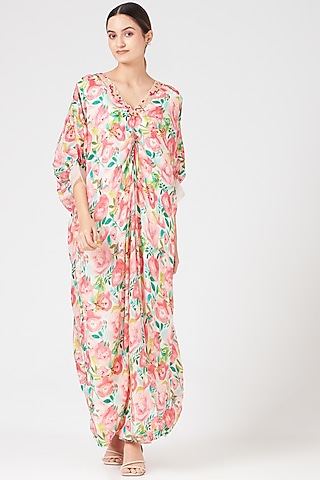 White Embroidered Maxi Dress by Islie by Priya Jain