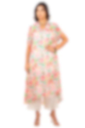 White Embroidered & Printed Kurta Set by Islie by Priya Jain at Pernia's Pop Up Shop