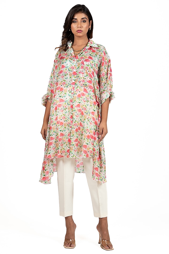 Multi-Colored Shirt Dress With Print by Islie by Priya Jain