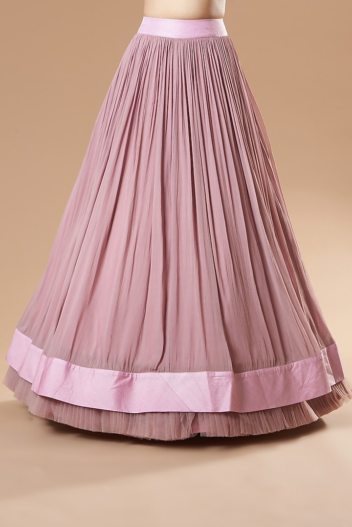 Mauve Georgette Crushed Skirt Set by Islie by Priya Jain at Pernia's Pop Up Shop