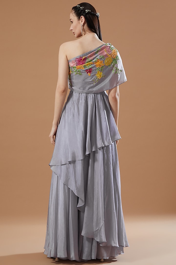 Grey Summer Silk Pant Set by Islie by Priya Jain at Pernia's Pop Up Shop
