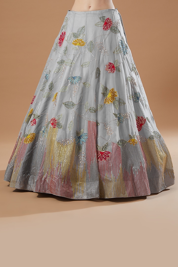 Grey Organza Embroidered Bridal Lehenga Set by Islie by Priya Jain at Pernia's Pop Up Shop
