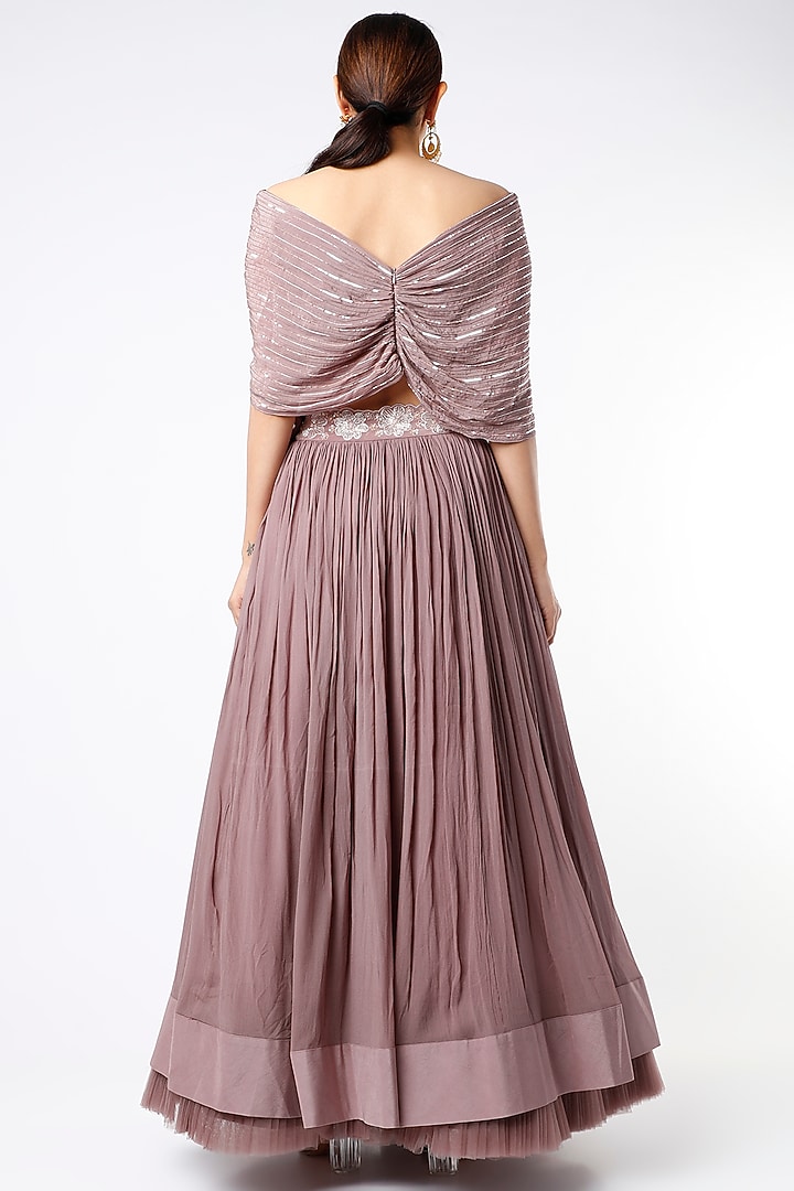 Mauve Georgette & Organza Wedding Lehenga Set by Islie by Priya Jain at Pernia's Pop Up Shop