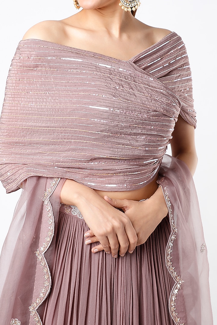 Mauve Georgette & Organza Wedding Lehenga Set by Islie by Priya Jain at Pernia's Pop Up Shop