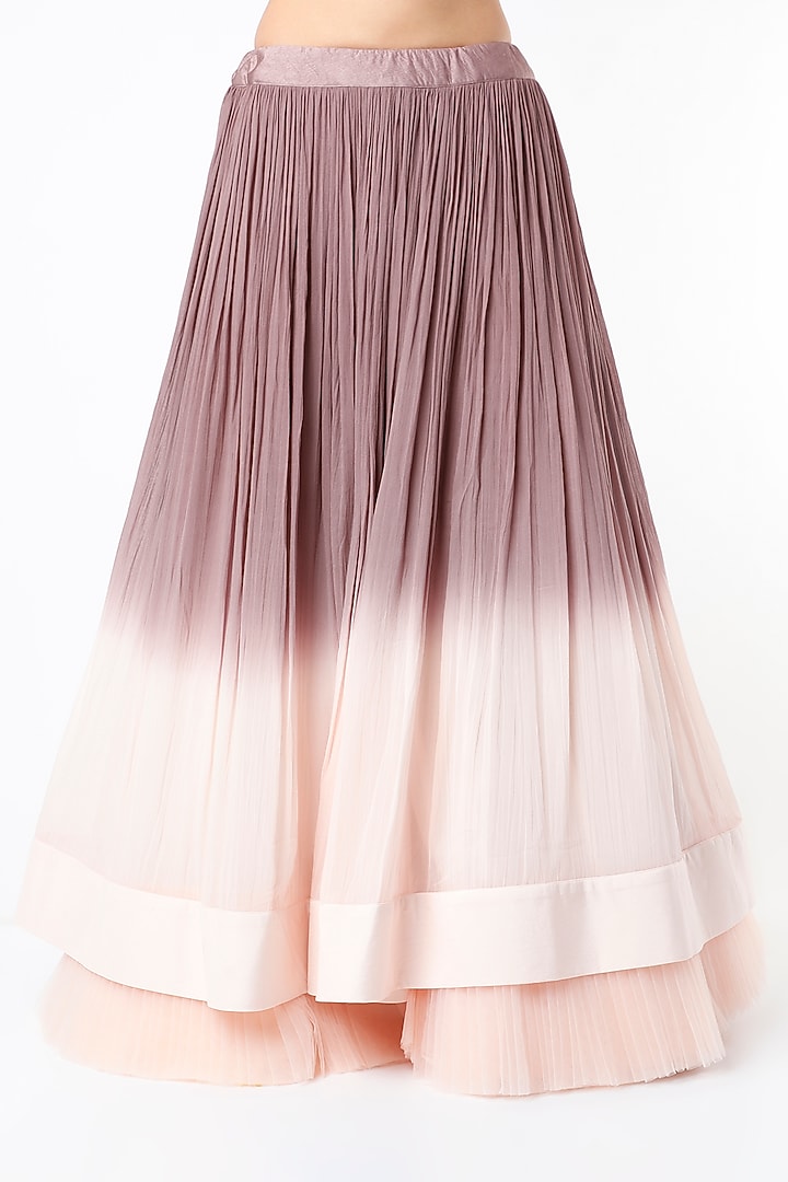 Mauve & Blush Pink Georgette Crushed Wedding Lehenga Set by Islie by Priya Jain at Pernia's Pop Up Shop