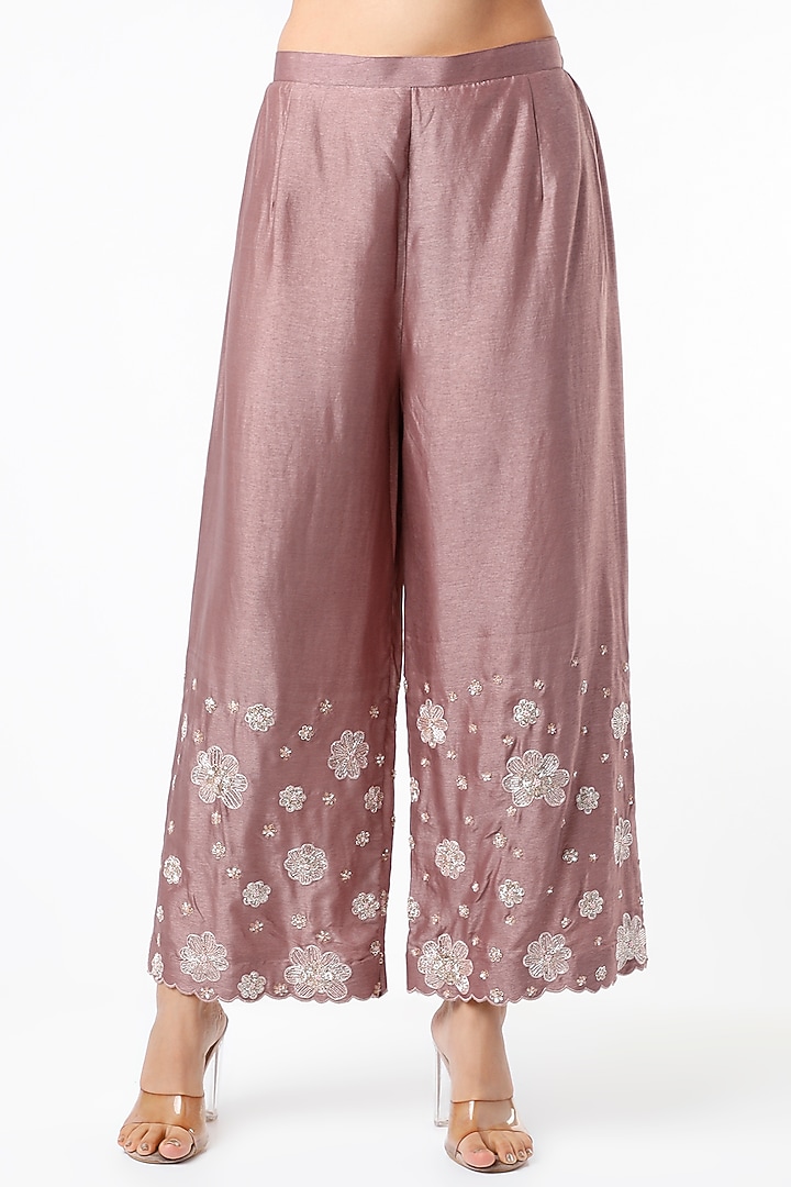 Mauve Straight Pant Set With Blush Pink Cape by Islie by Priya Jain at Pernia's Pop Up Shop
