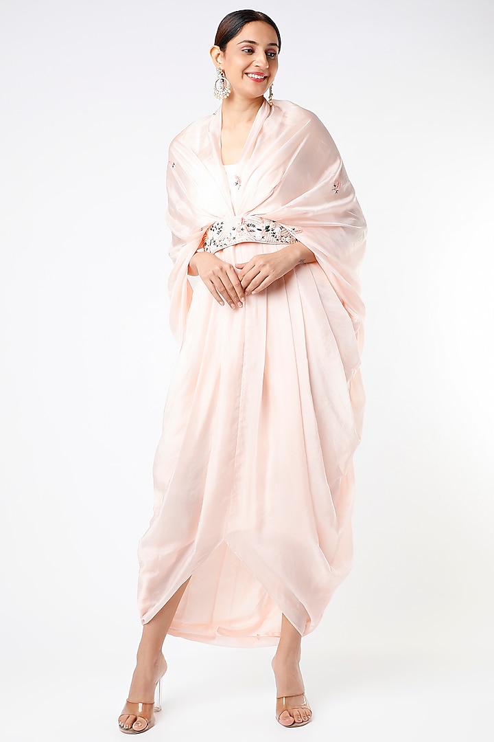 Blush Pink Summer Silk Dhoti Dress by Islie by Priya Jain