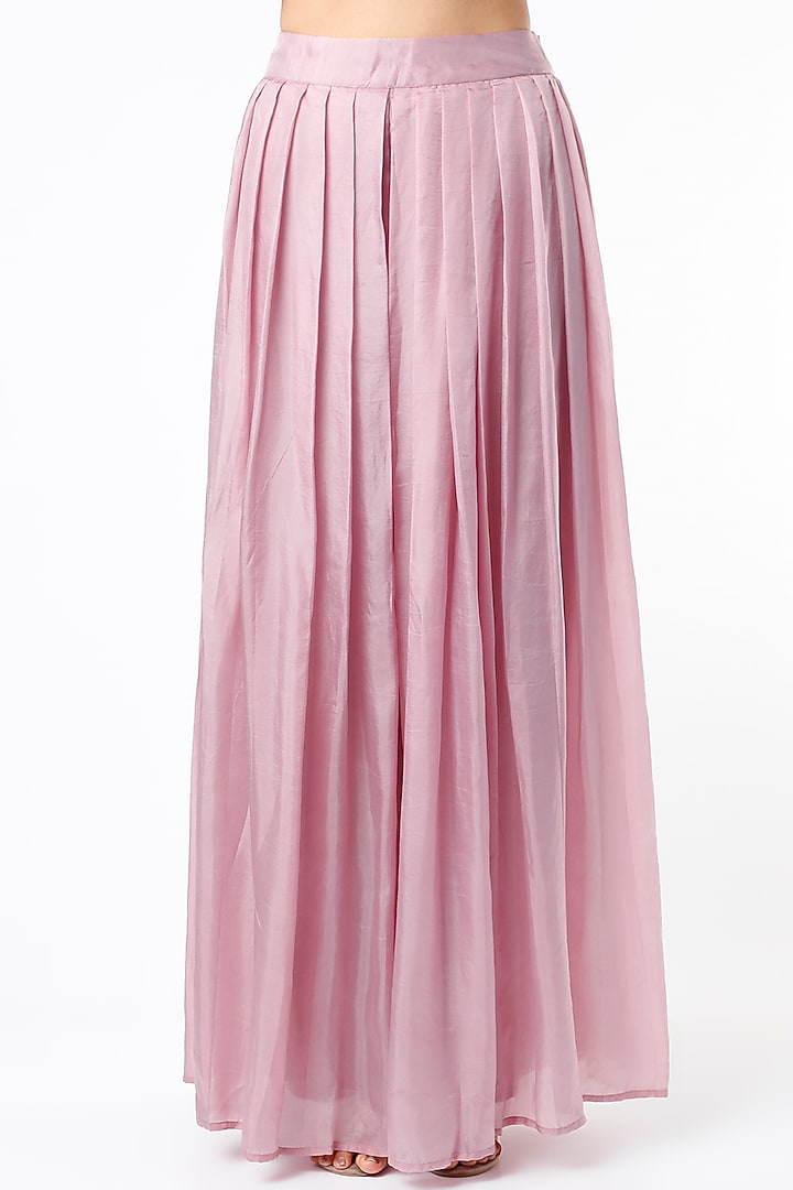 Mauve Pleated Palazzo Pant Set With Cape by Islie by Priya Jain at Pernia's Pop Up Shop