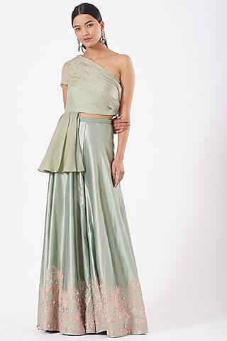 Mint Flared Palazzo Pant Set by Islie by Priya Jain