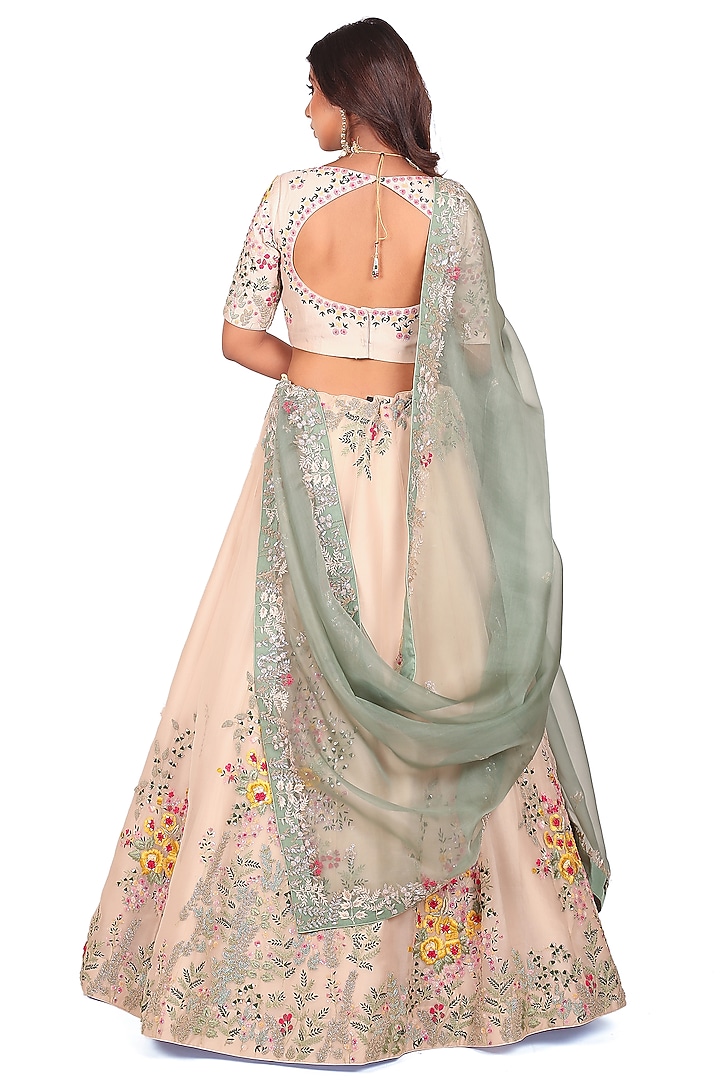 Ivory Embroidered Flared Bridal Lehenga Set by Islie by Priya Jain at Pernia's Pop Up Shop