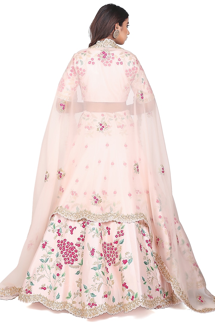 Lotus Pink Embroidered Flared Bridal Lehenga Set by Islie by Priya Jain at Pernia's Pop Up Shop