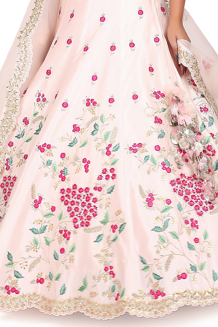 Lotus Pink Embroidered Flared Bridal Lehenga Set by Islie by Priya Jain at Pernia's Pop Up Shop