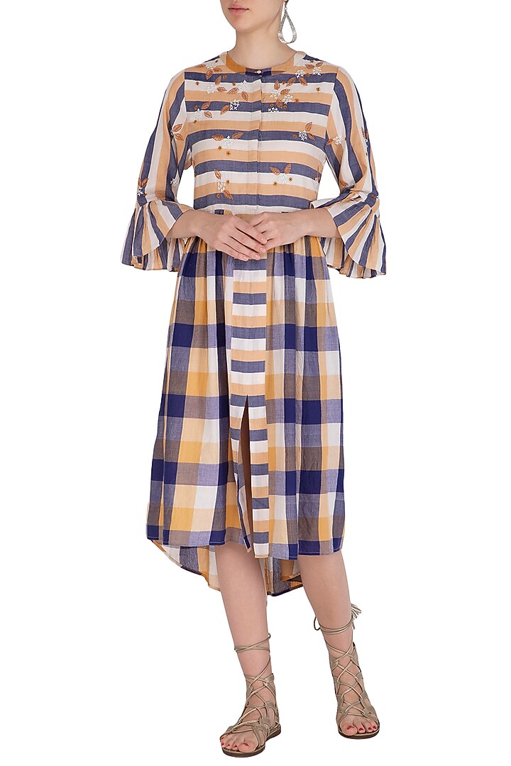 Ochre Embroidered Summer Shirt Dress by Irabira at Pernia's Pop Up Shop