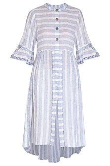 Indigo Long Line Linen Shirt Dress Design by Irabira at Pernia's Pop Up ...
