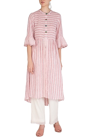 Red Long Line Shirt Dress by Irabira