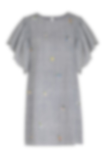 Indigo Embroidered Textured Dress by Irabira
