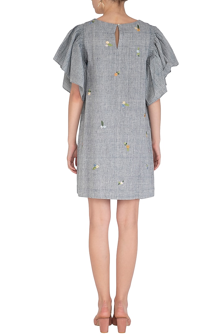Indigo Embroidered Textured Summer Dress by Irabira at Pernia's Pop Up Shop