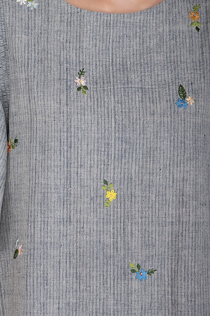 Indigo Embroidered Textured Summer Dress by Irabira at Pernia's Pop Up Shop