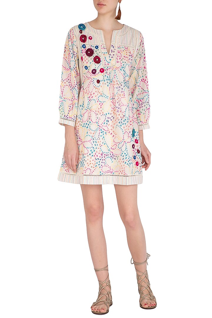 Multi Colored Embroidered Summer Dress by Irabira at Pernia's Pop Up Shop