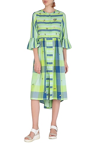 Green Embroidered Shirt Dress by Irabira