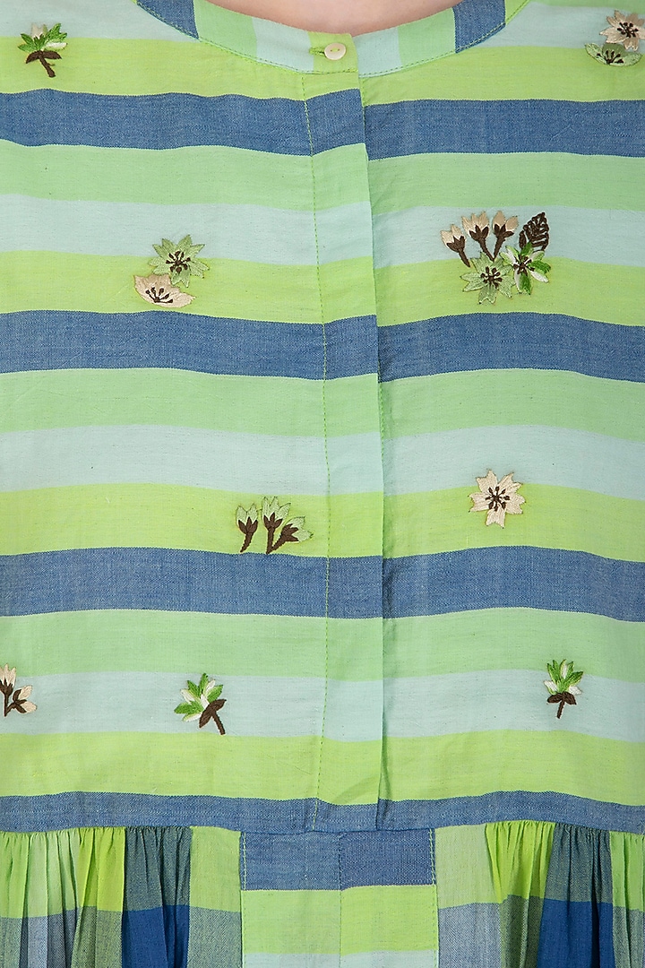 Green Embroidered Summer Shirt Dress by Irabira at Pernia's Pop Up Shop