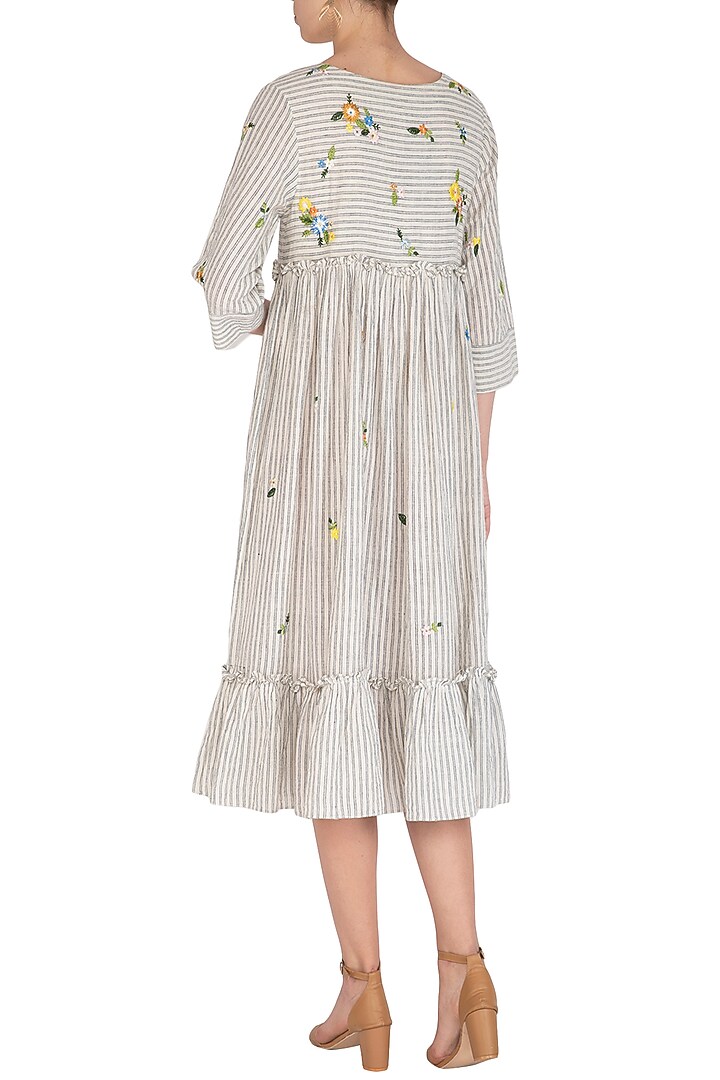 Indigo Embroidered Striped Vacation Dress by Irabira at Pernia's Pop Up Shop