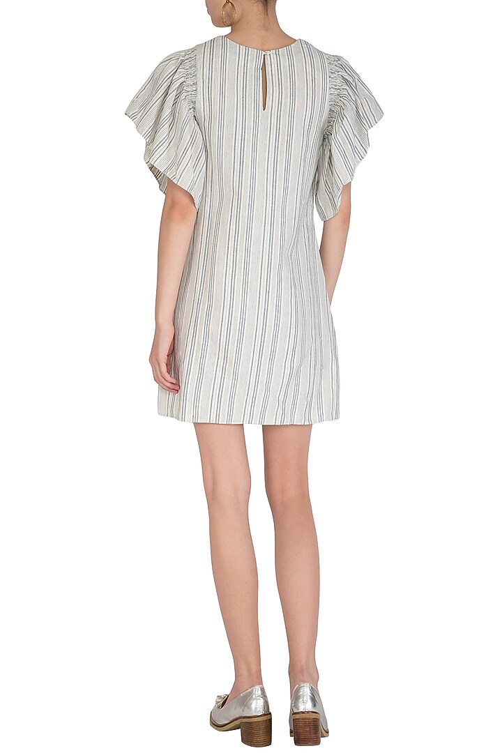 Indigo Hand Embroidered & Striped Summer Dress by Irabira at Pernia's Pop Up Shop