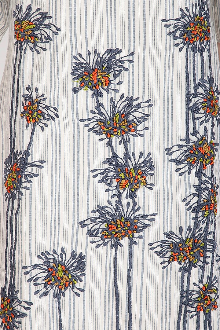 Indigo Hand Embroidered & Striped Summer Dress by Irabira at Pernia's Pop Up Shop