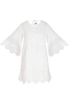White 3D Floral Broderie Tunic Design by Irabira at Pernia's Pop Up ...